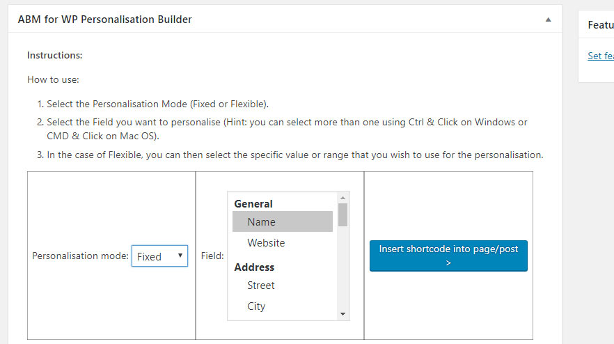 ABM for WP fixed personalisation builder