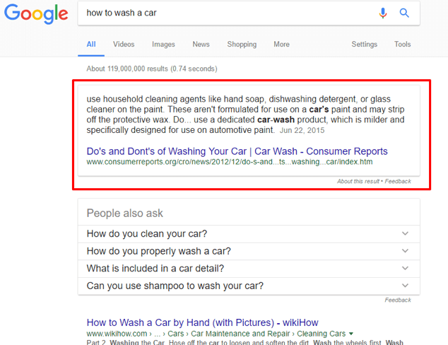 Voice Search Optimisation Featured Snippet